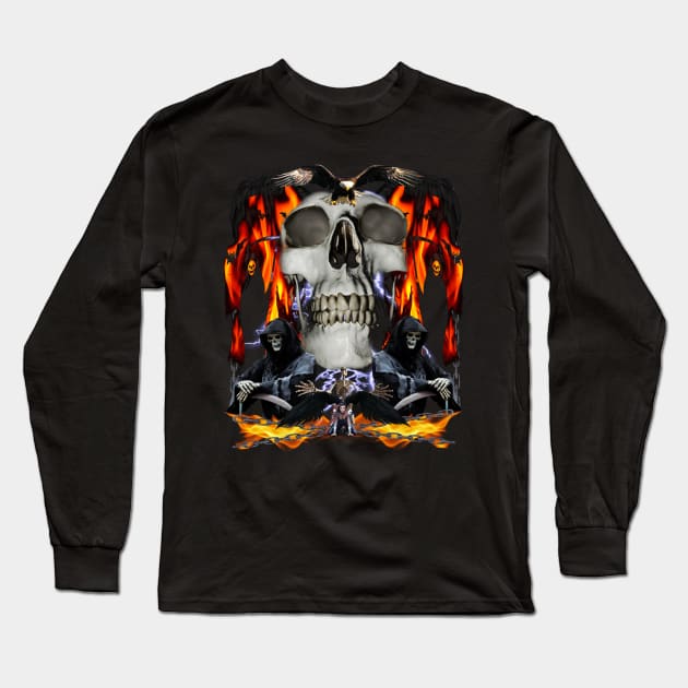 Hecka Sick 90's HELL Skeleton Tee - Very Cool And Sick Y2K Epic And Awesome Wow Long Sleeve T-Shirt by blueversion